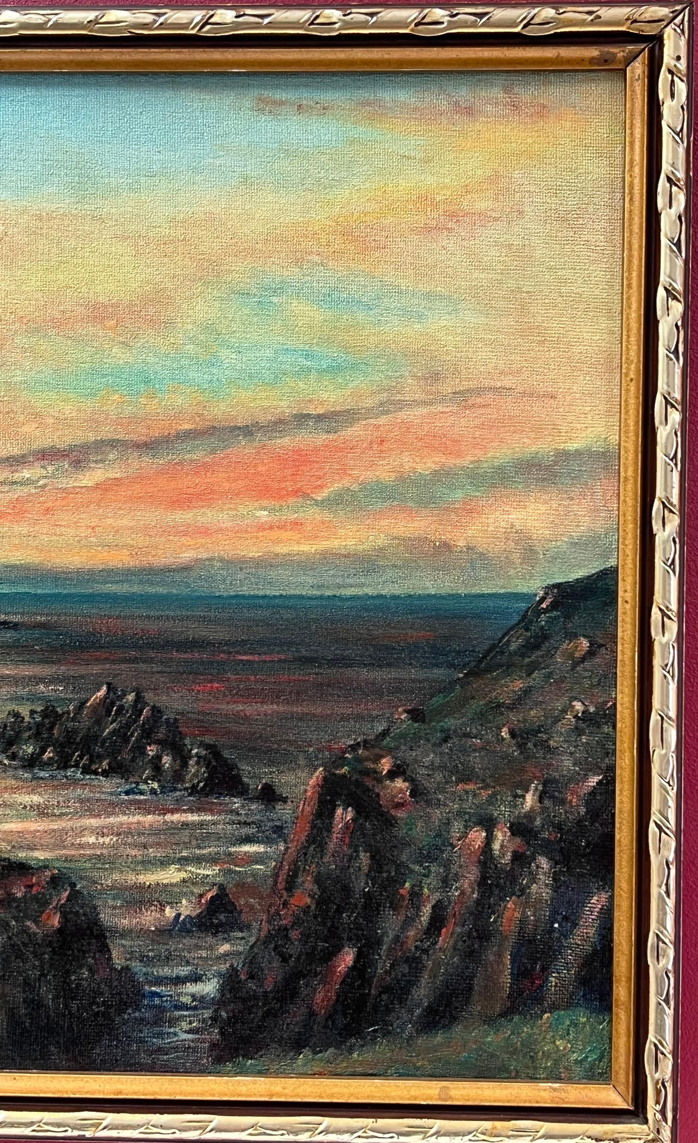 Sunrise over Lands End Cornwall, signiertes britisches impressionistisches Ölgemälde im Angebot 6