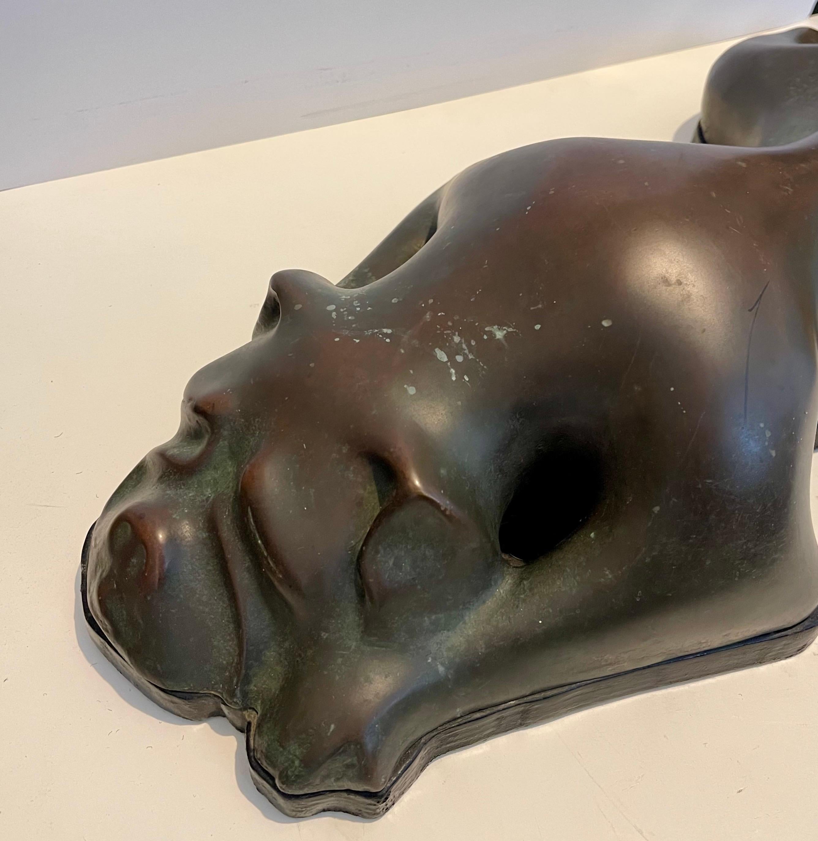 Large Bronze Modernist Biomorphic Sculpture Sleeping Dog Colin Webster Watson For Sale 7
