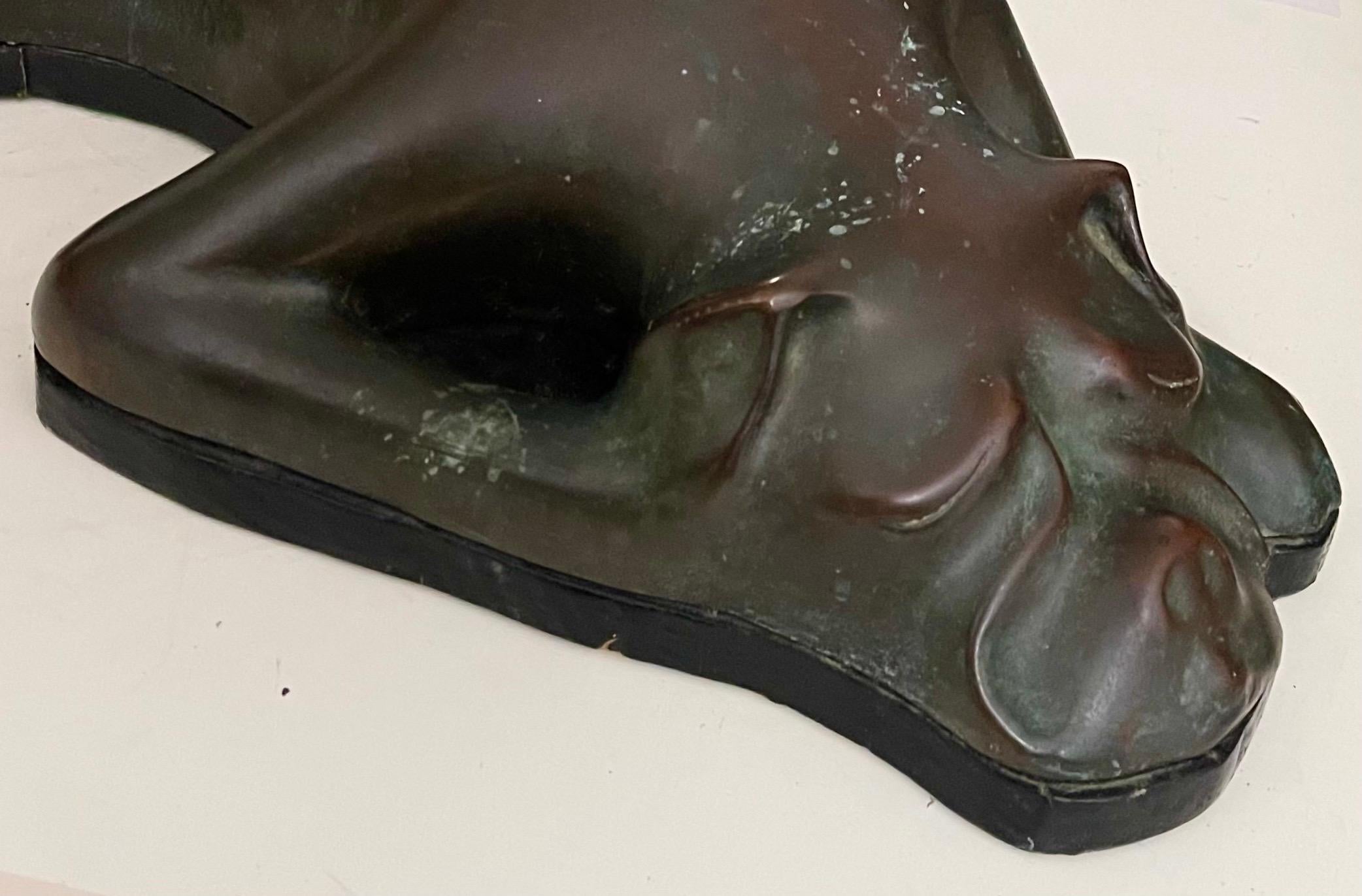 Large Bronze Modernist Biomorphic Sculpture Sleeping Dog Colin Webster Watson For Sale 13