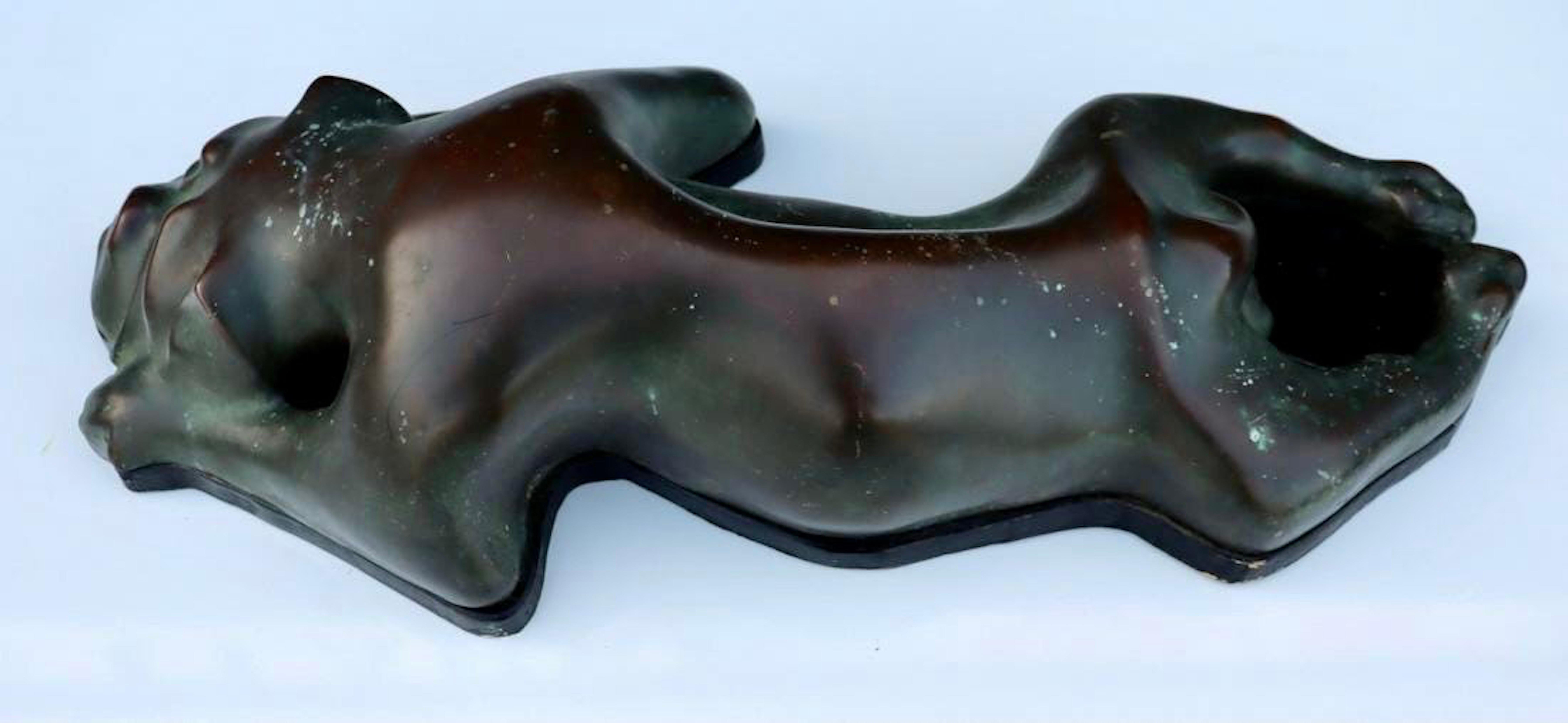 Large Bronze Modernist Biomorphic Sculpture Sleeping Dog Colin Webster Watson For Sale 2