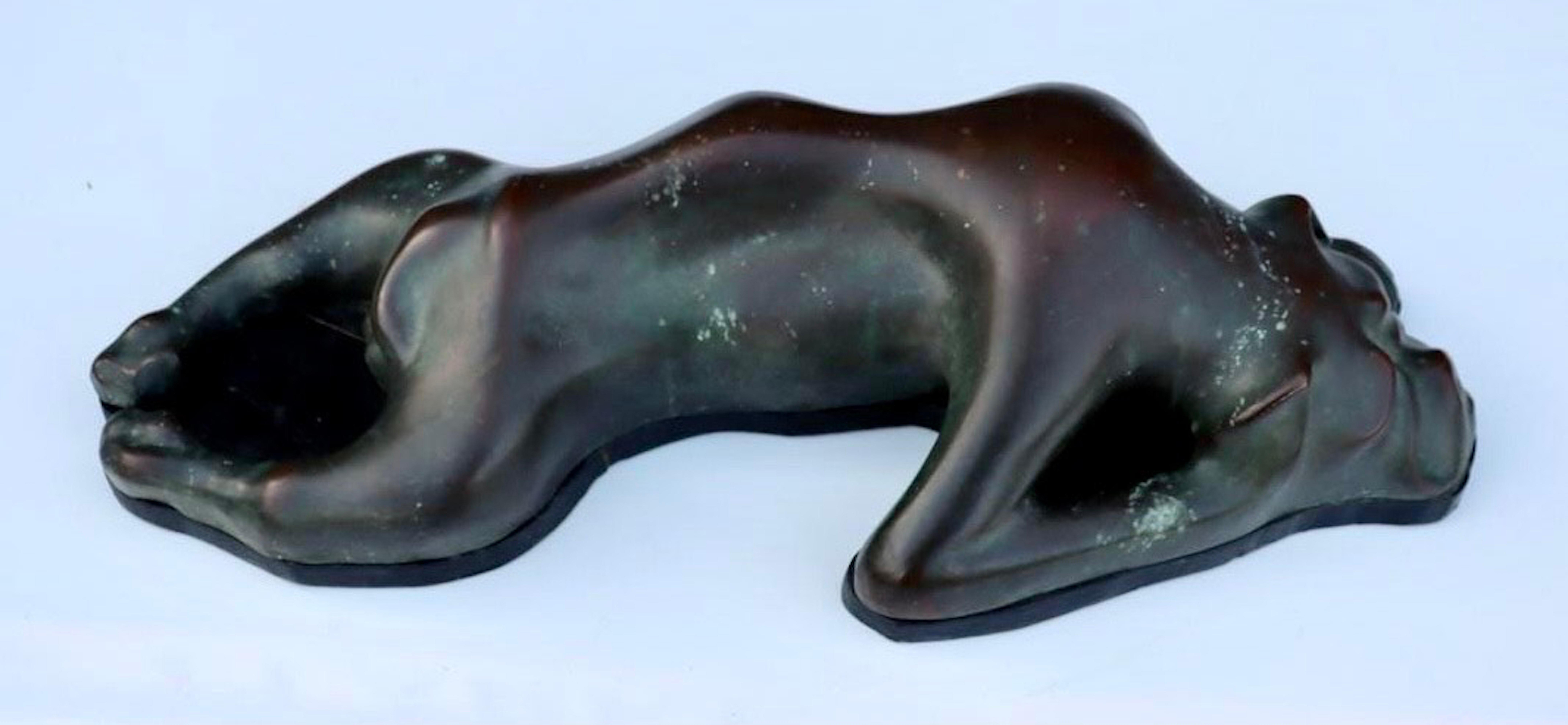 Large Bronze Modernist Biomorphic Sculpture Sleeping Dog Colin Webster Watson For Sale 3