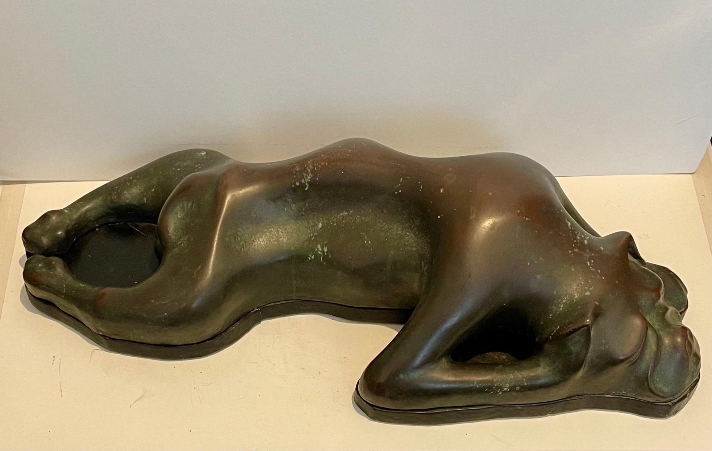 Large Bronze Modernist Biomorphic Sculpture Sleeping Dog Colin Webster Watson For Sale 3