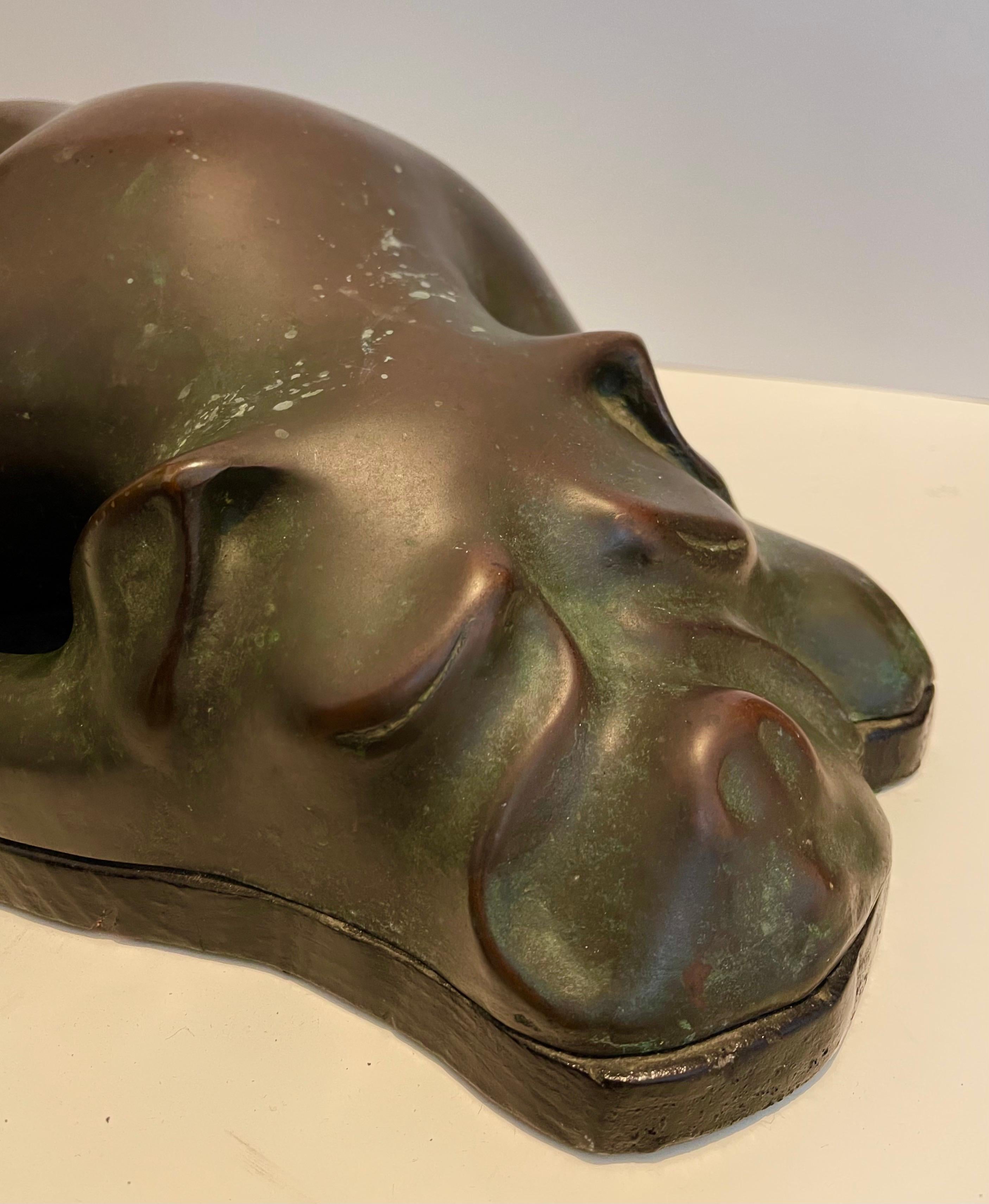 Large Bronze Modernist Biomorphic Sculpture Sleeping Dog Colin Webster Watson For Sale 8