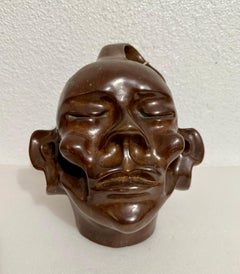 New Zealand Modernist Abstract Bronze Maori Head Sculpture Colin Webster Watson