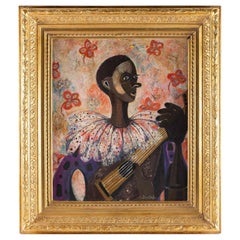 Coline Orès, Oil on Canvas The Minstrel, circa 1960-1970