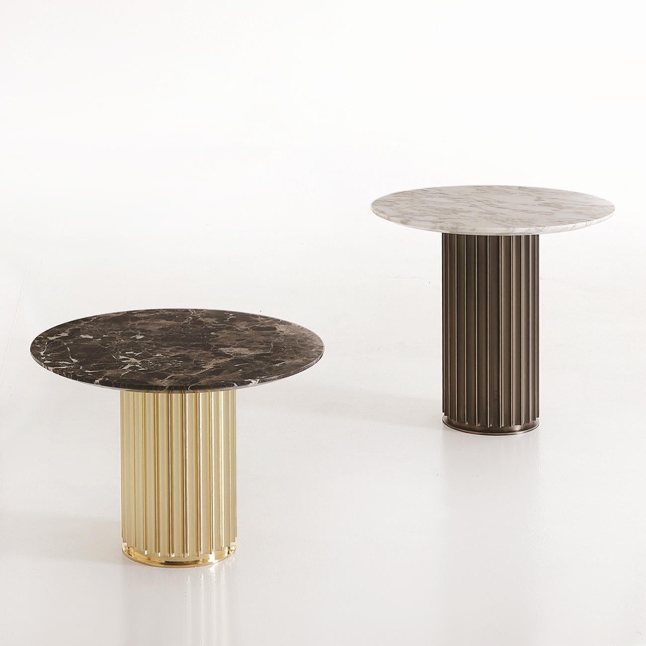 Hand-Crafted Colisee Bronze Calacatta Marble Side Table For Sale