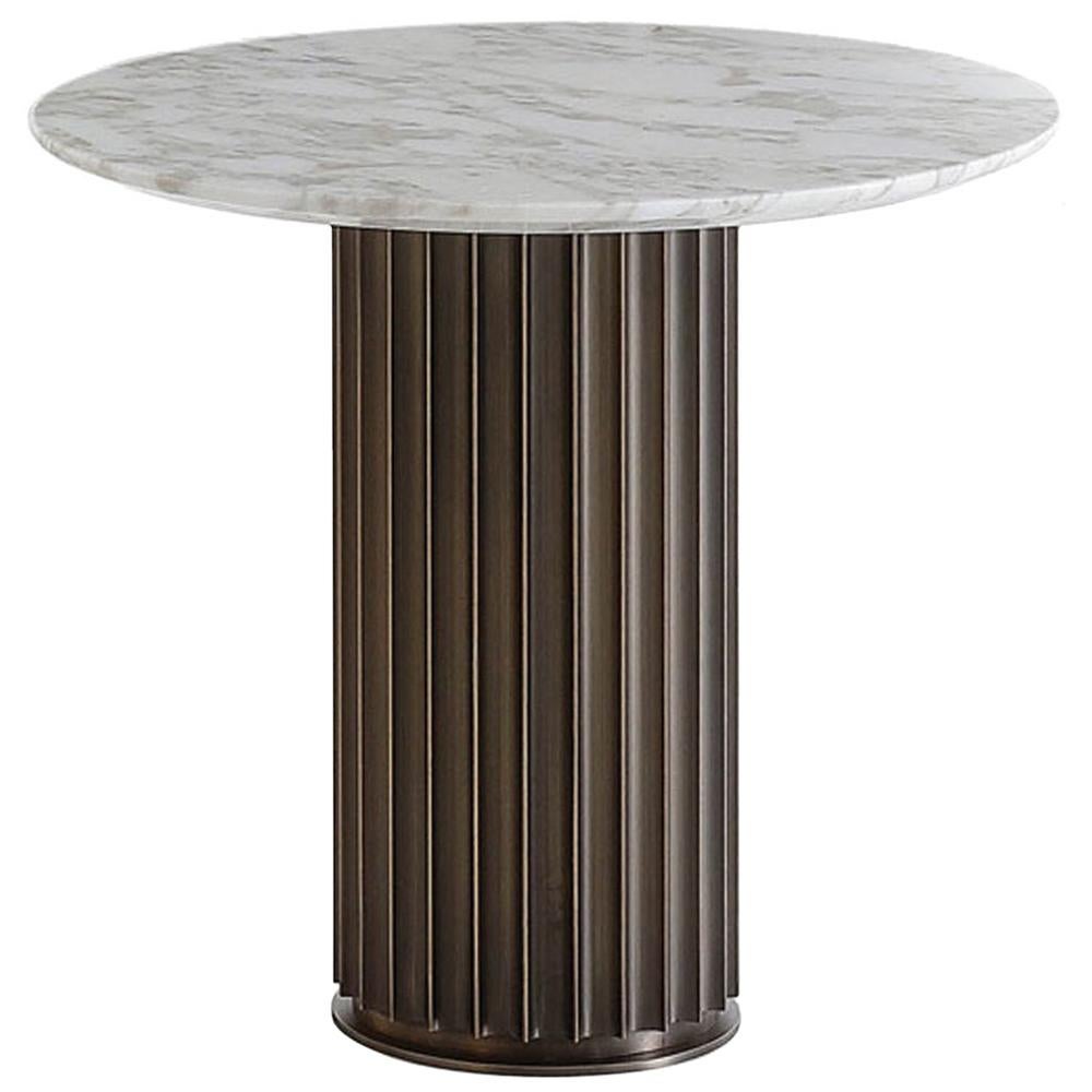 Table d'appoint Colisee en bronze et marbre Calacatta en vente