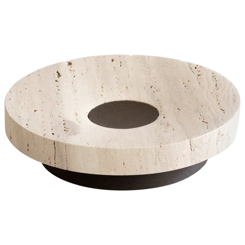 Coliseu Collection Low in Travertine & Smoked Ash Handcrafted in Portugal For Sale