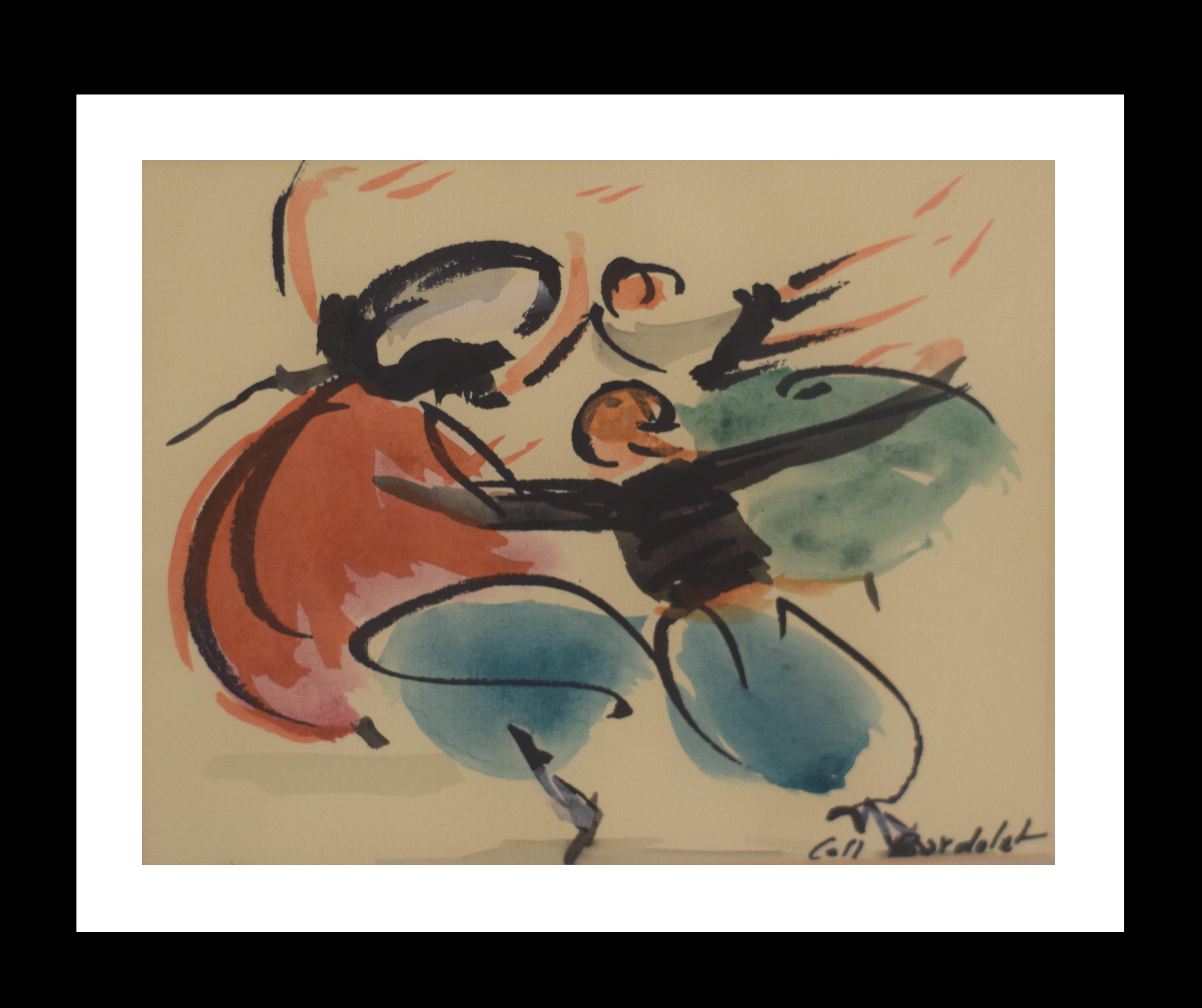 Bolero Mallorquin original expressionist watercolor painting.

Spanish painter maximum representative of the art of Mallorca at the end of the 20th century. Costumbrista work. With different own museums in different sites exhibited in the main