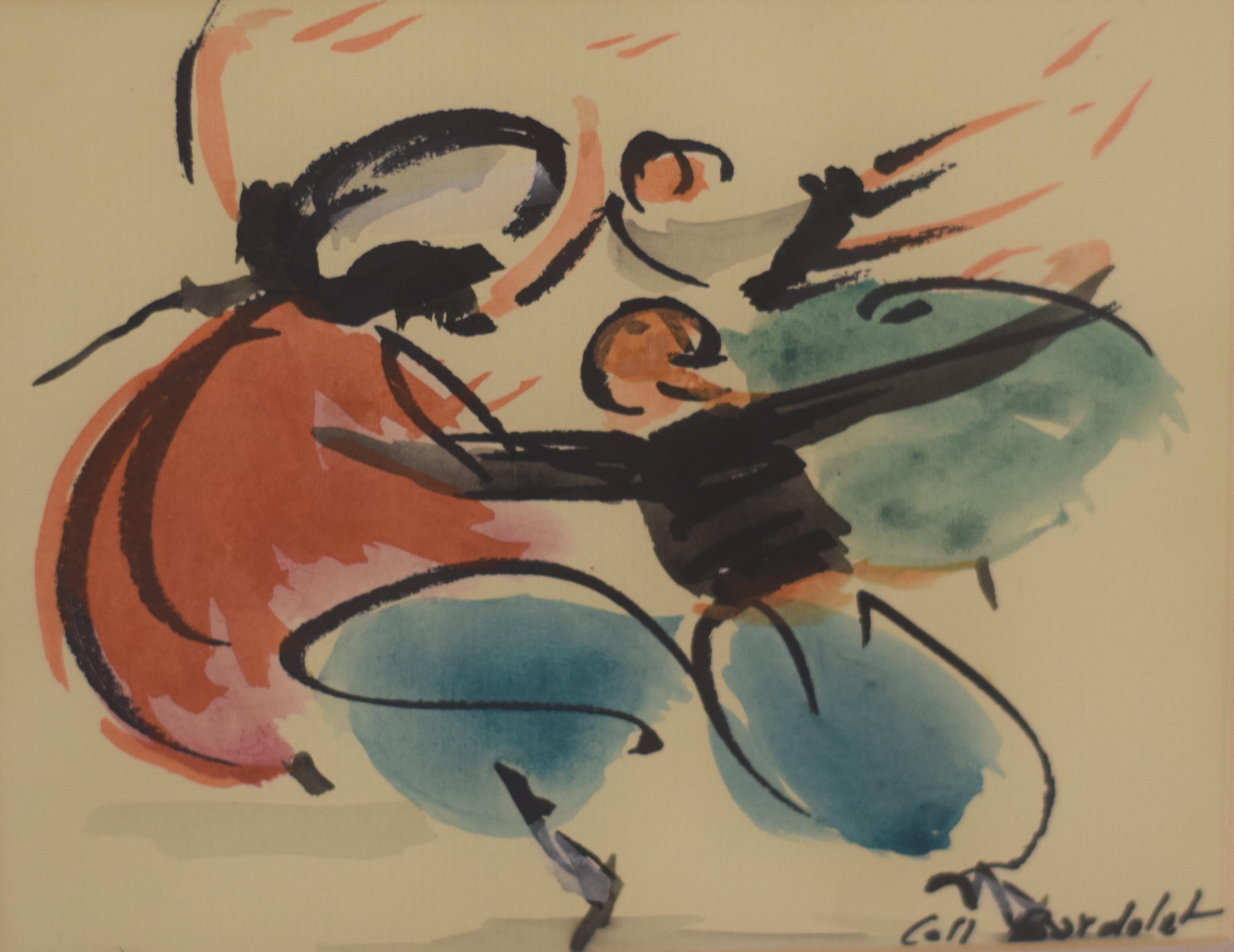 Coll Bardolet 78 Bolero, Coll  Baile  Original expressionistischesistisches Mallorquin-Aquarell  im Angebot 1