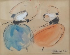 Coll Bardolet  Bolero  Baile  Mallorquin original expressionist watercolor