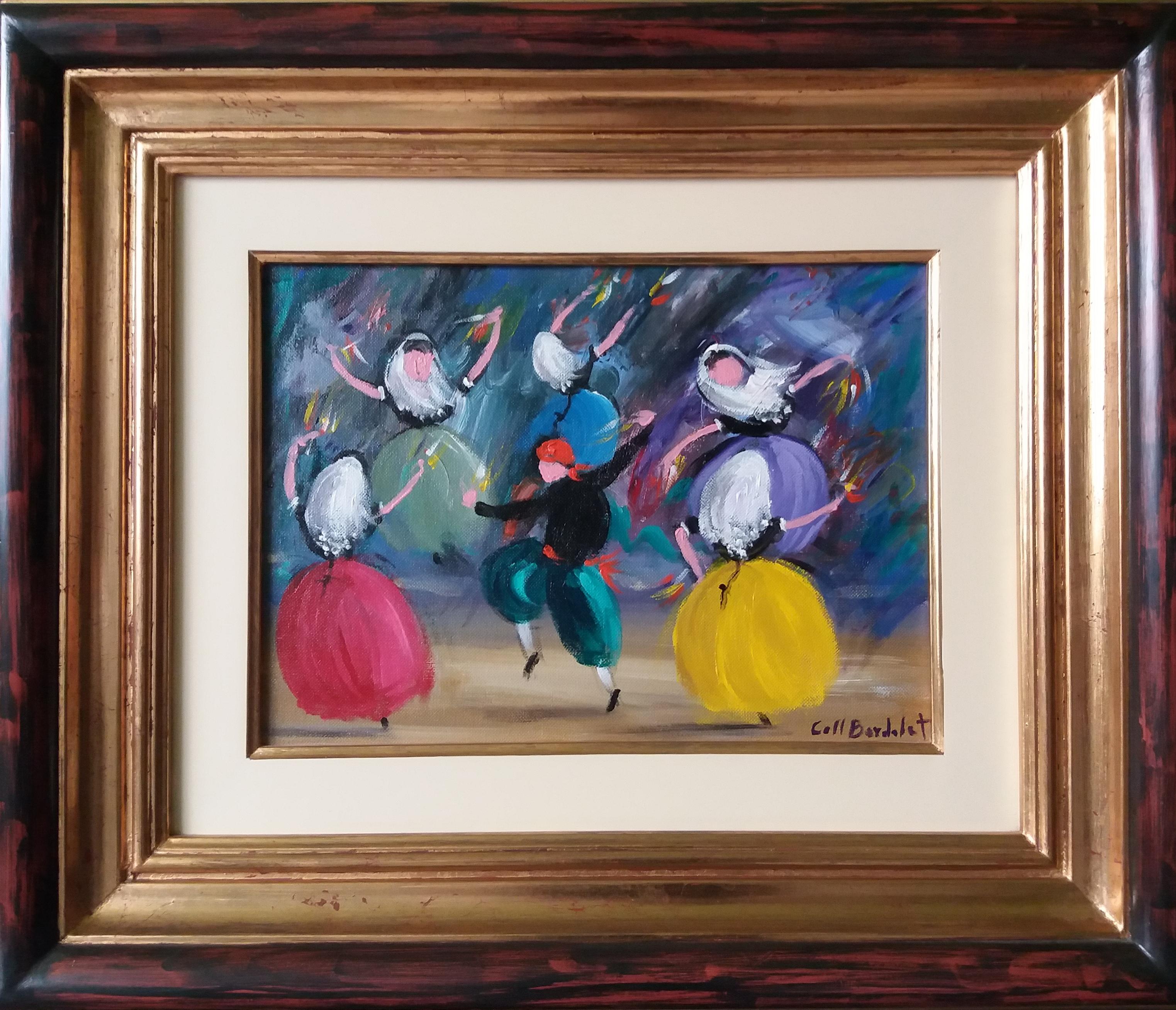  Coll Bardolet  Typical Mallorcan Dance. original expressionist acrylic painting For Sale 1