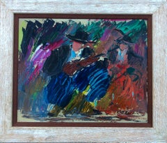 Músicos y bailarines de Mallorca óleo sobre tabla pintura España