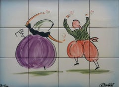 Coll Bardolet. 7 Bolero Mallorquin original ceramic painting