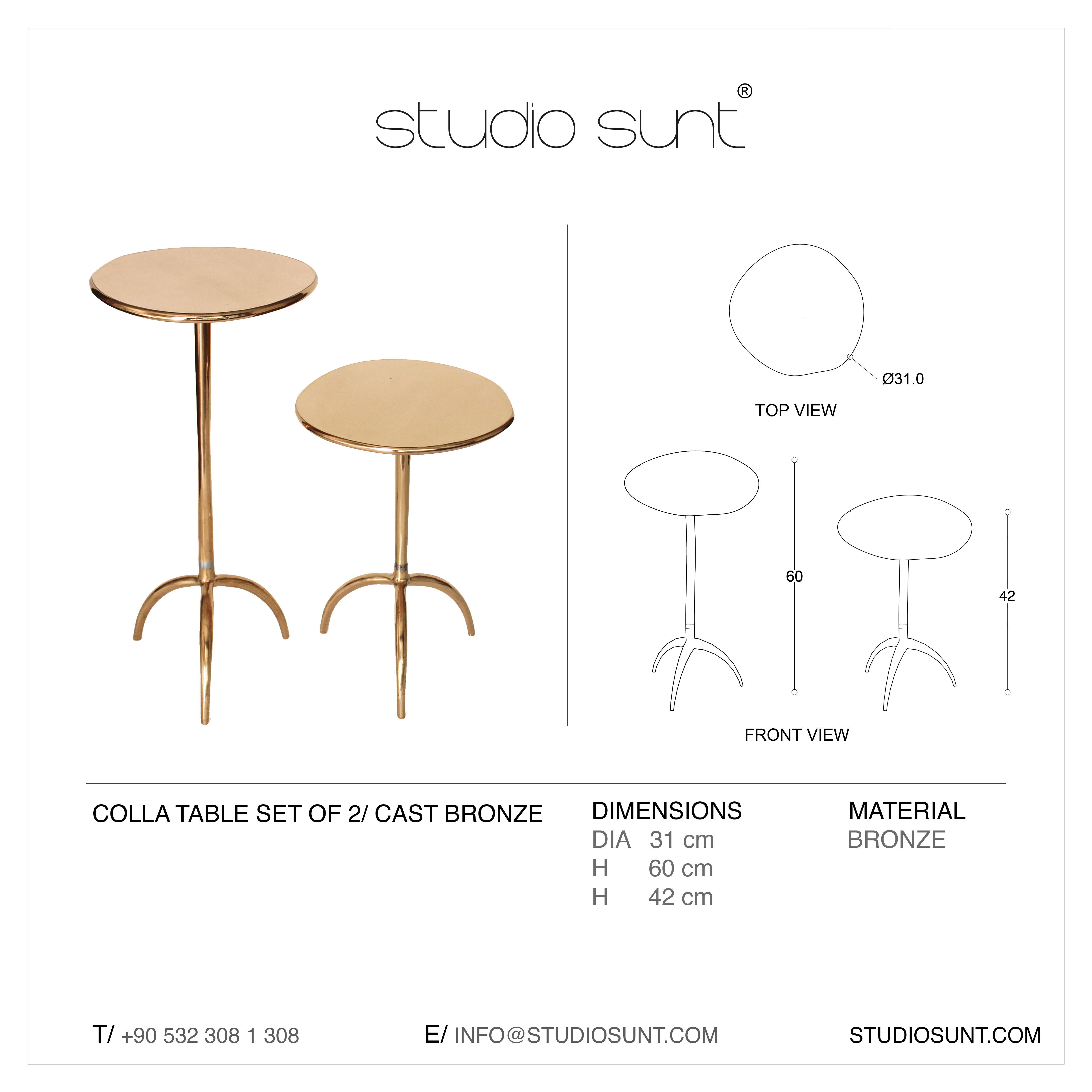 Colla Cast Bronze Side Table Set of 2 by Studio Sunt For Sale 12