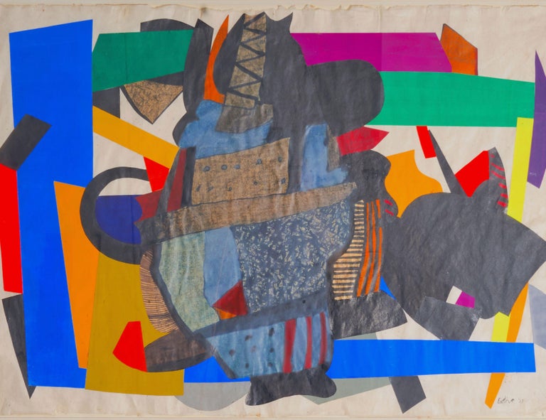 Collage of prepared and cut paper on rag paper.
Signed and dated in the bottom-right corner.
