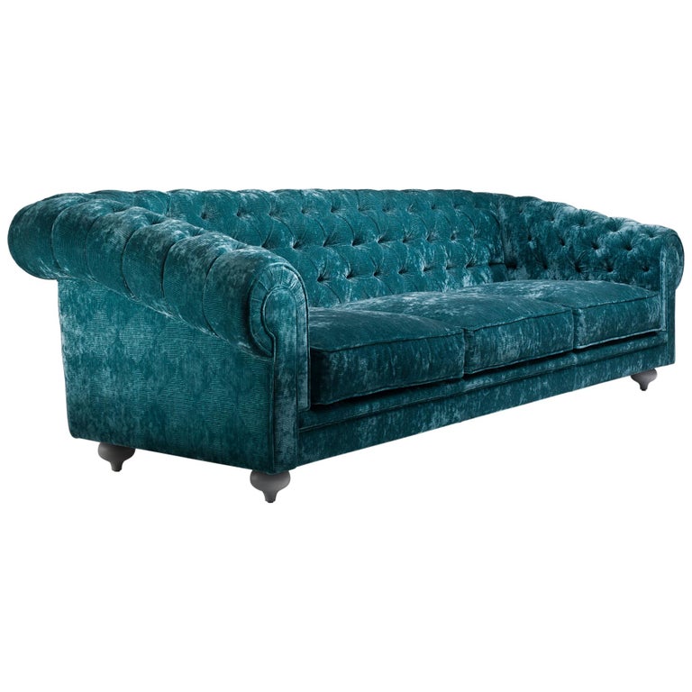 Collage Chester 3 Seat Sofa In Fabric Art Squared Petrole By Ferruccio Laviani