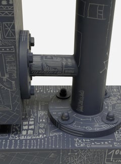 Collage Hand painted  Floor Lamp Blue