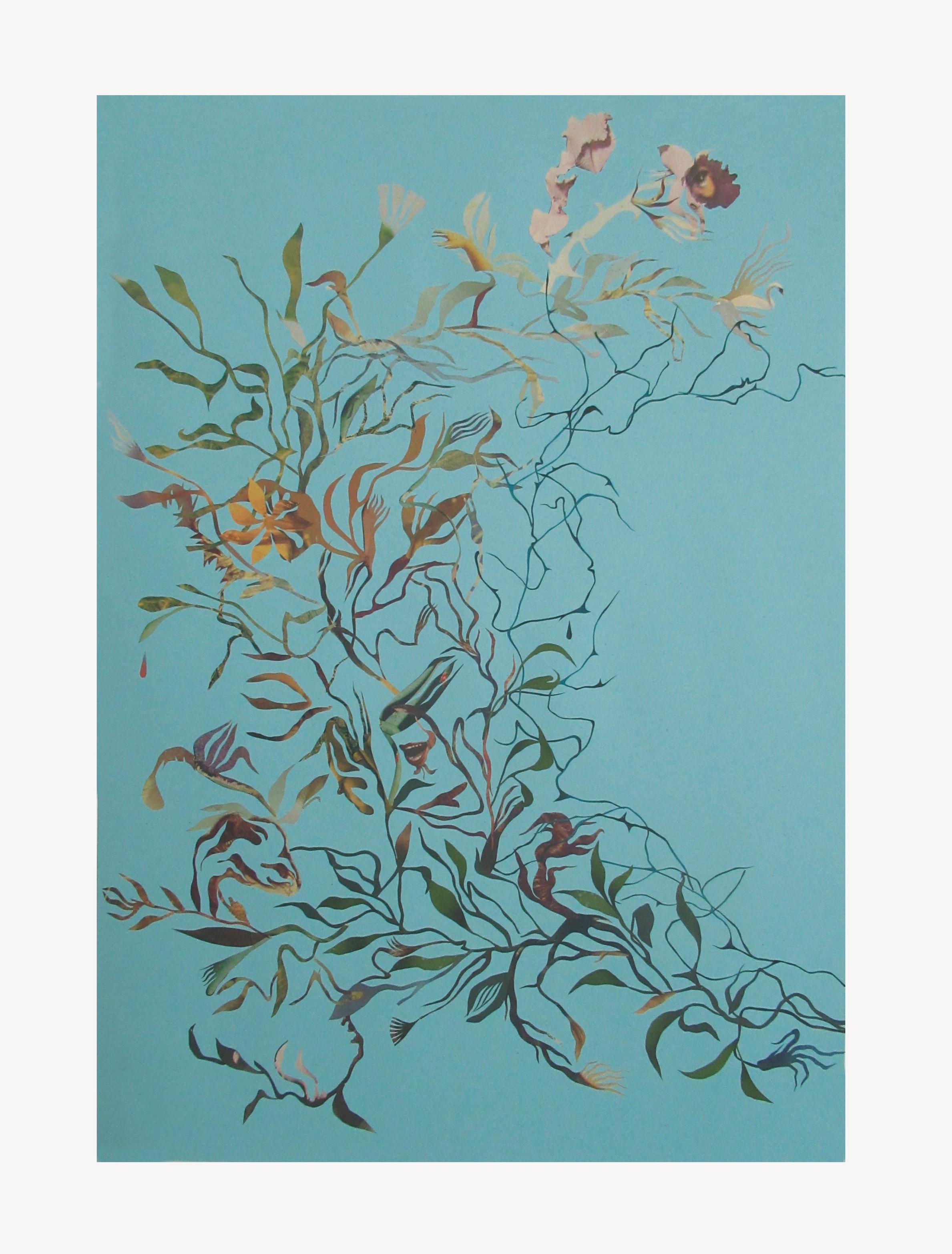 Organique Collage Morning Glory III. par l'Artistics Stella Koleszár en vente