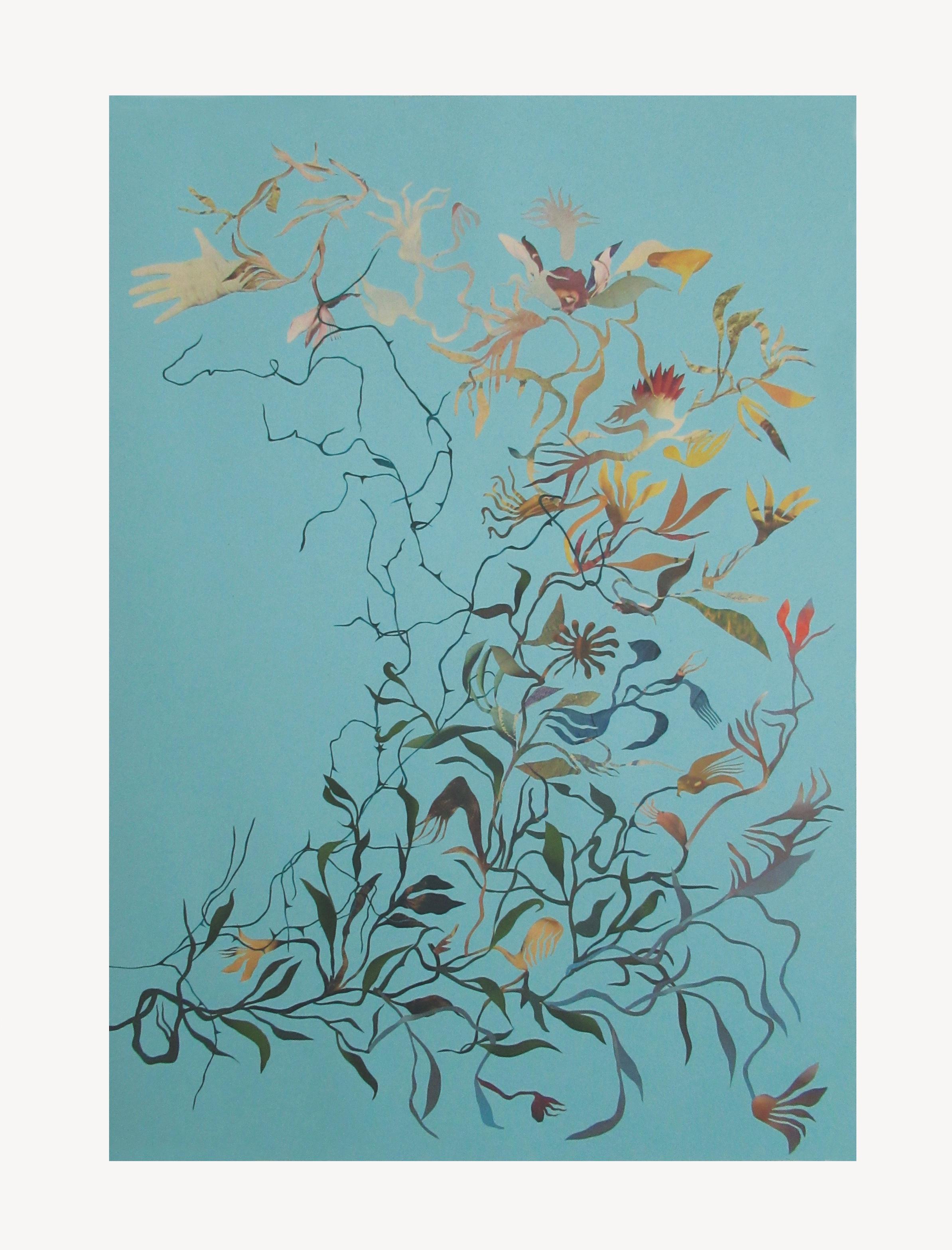 Hongrois Collage Morning Glory III. par l'Artistics Stella Koleszár en vente