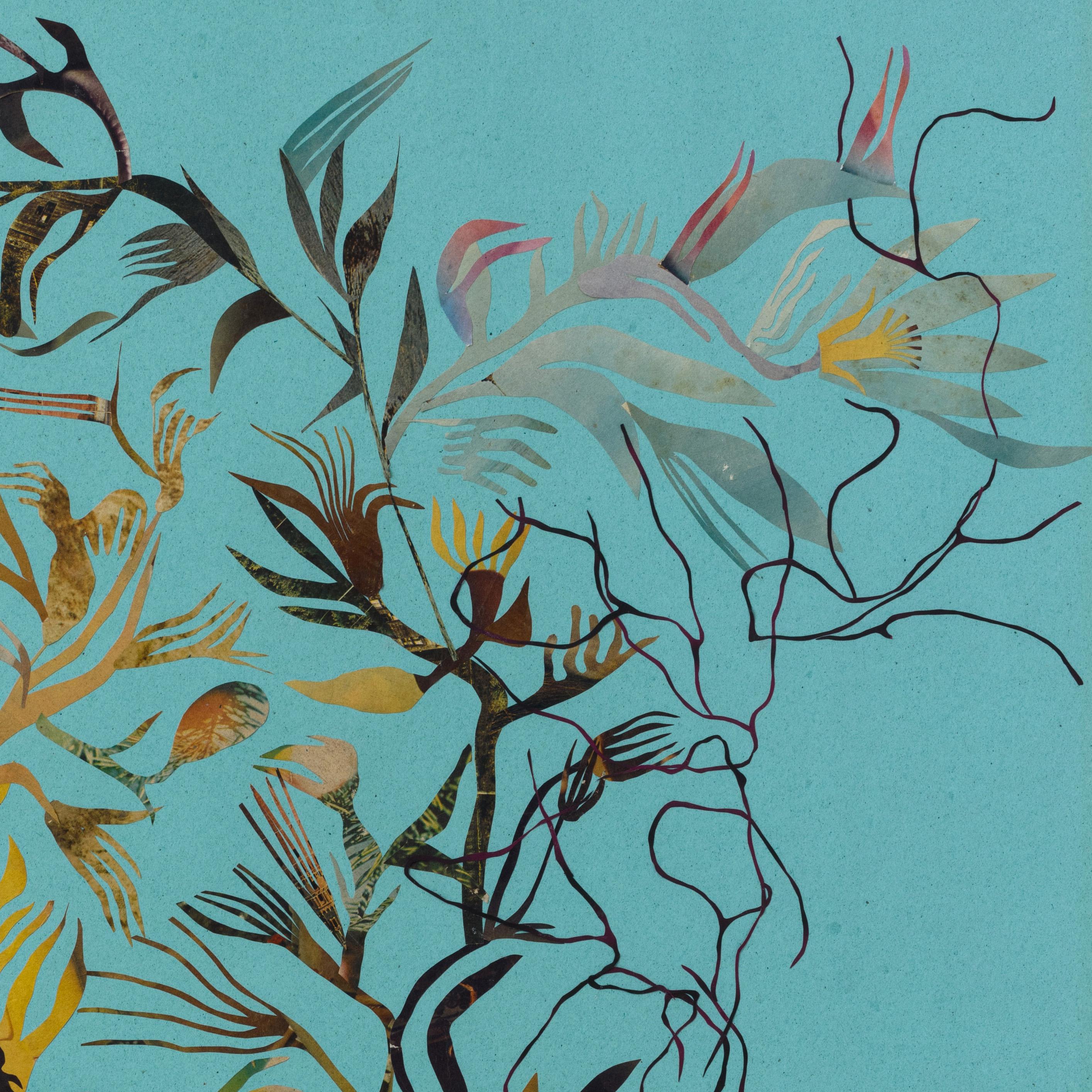 Peint Collage Morning Glory III. par l'Artistics Stella Koleszár en vente