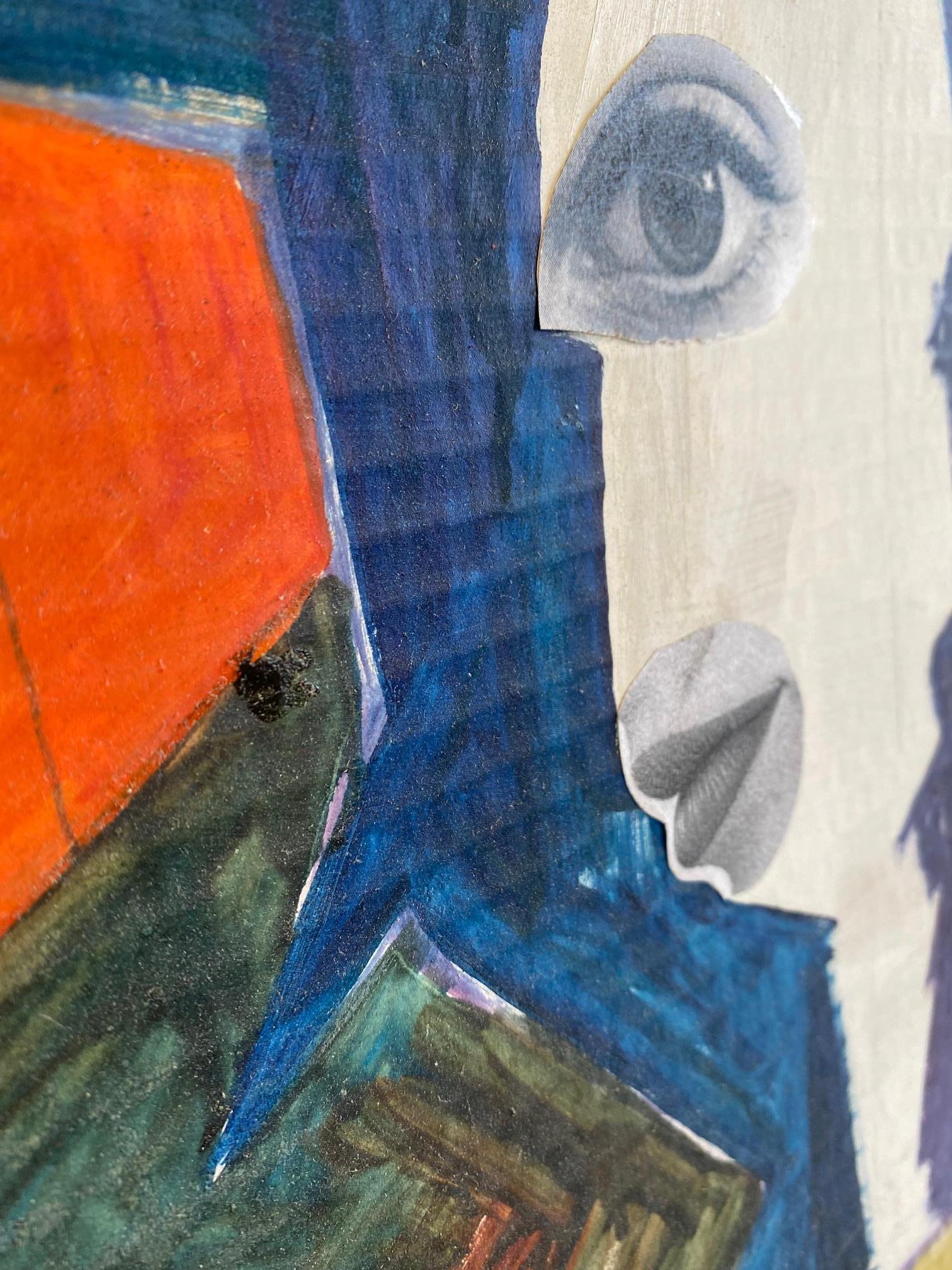Collage, peinture multicolore 21e siècle de Mattia Biagi Neuf - En vente à Culver City, CA