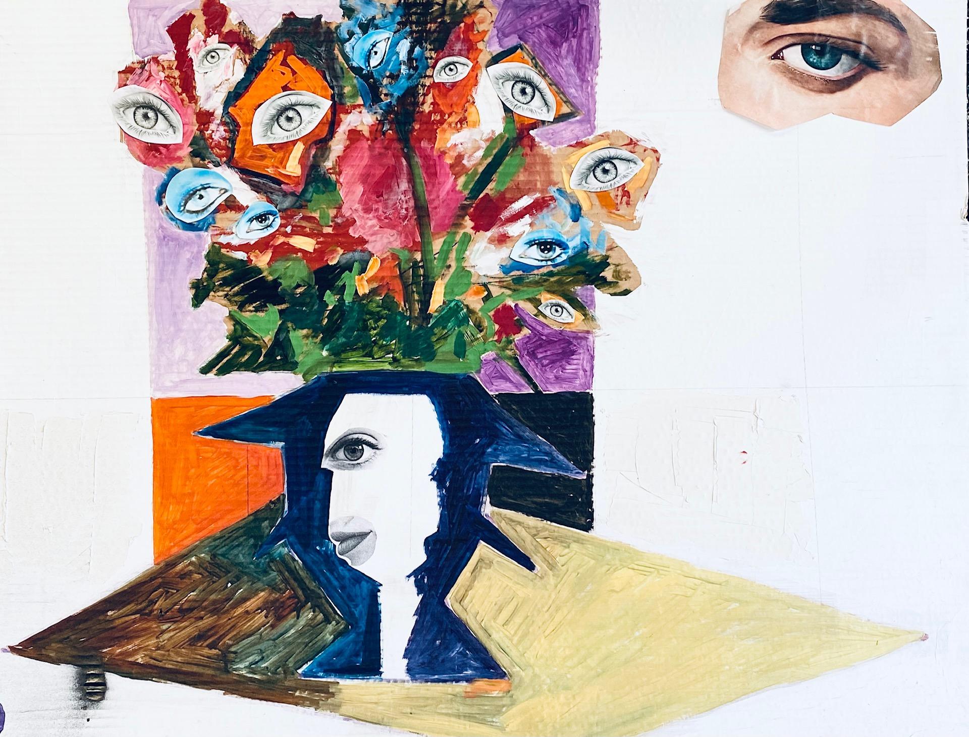 Acrylique Collage, peinture multicolore 21e siècle de Mattia Biagi en vente