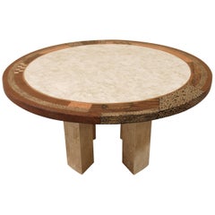"Collage" Round Dining Table in Tessellated Stone and Natural Materials, 1990s