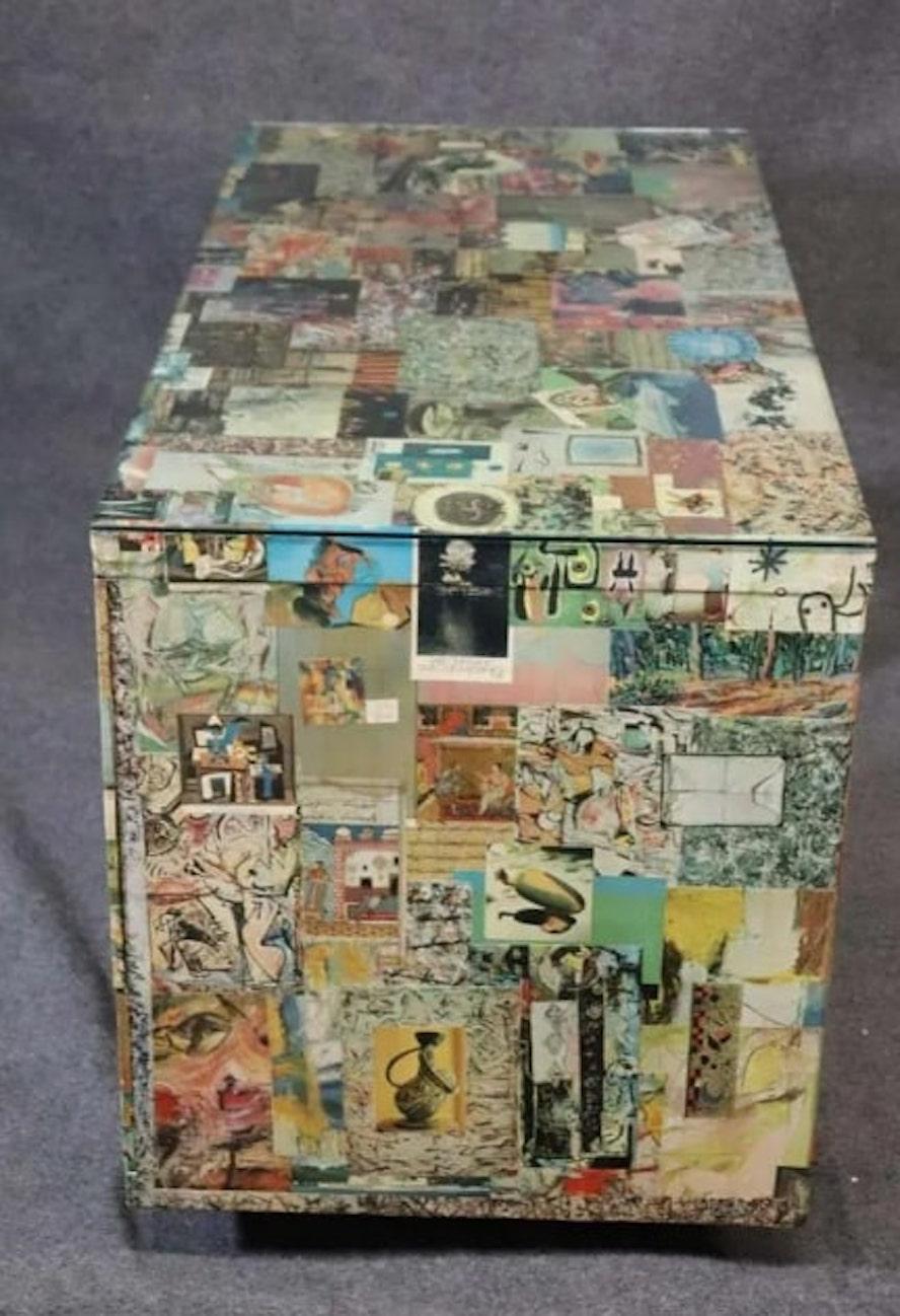 20th Century Collage Wrapped Desk For Sale