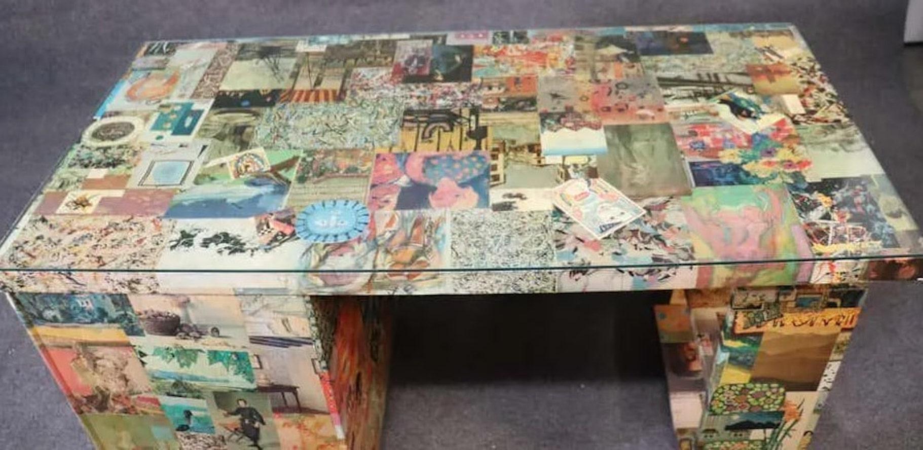 Collage Wrapped Desk For Sale 1