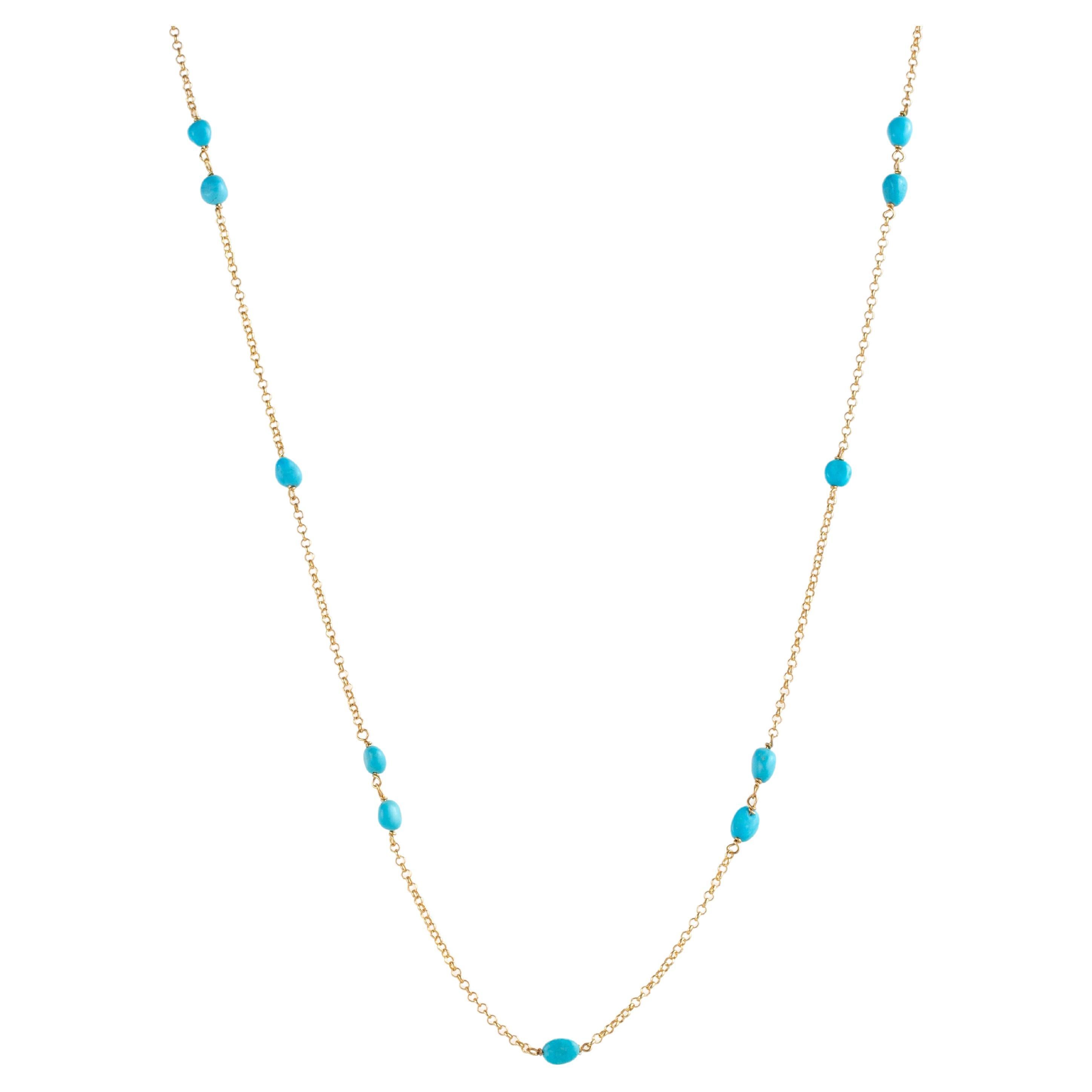 Necklace, 925 sterling silver, 18 kt. gold plated, natural turquoise, turquoise  For Sale