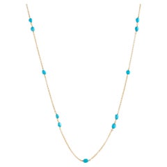 Necklace, 925 sterling silver, 18 kt. gold plated, natural turquoise, turquoise 