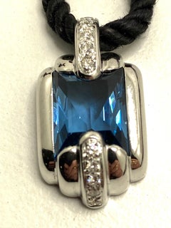 Necklace  Audemars  PiQUE with Diamonds and Blue Topaz in 18k White Gold