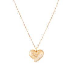 Bold necklace, CZ large heart, 18 kt gold plated, 925 sterling silver