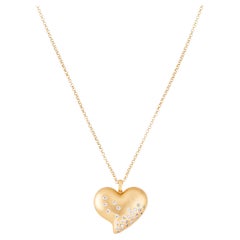 Bold necklace, CZ large heart, 18 kt gold plated, 925 sterling silver