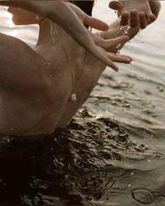 Bold necklace, scaramazza pearl and 925 sterling silver, 18 kt gold plated