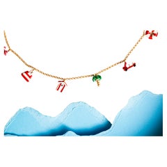 St.Barths summer pendant necklace, 925 sterling silver and enamel