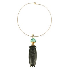collana con ciondolo guada e turchese oro giallo 18k