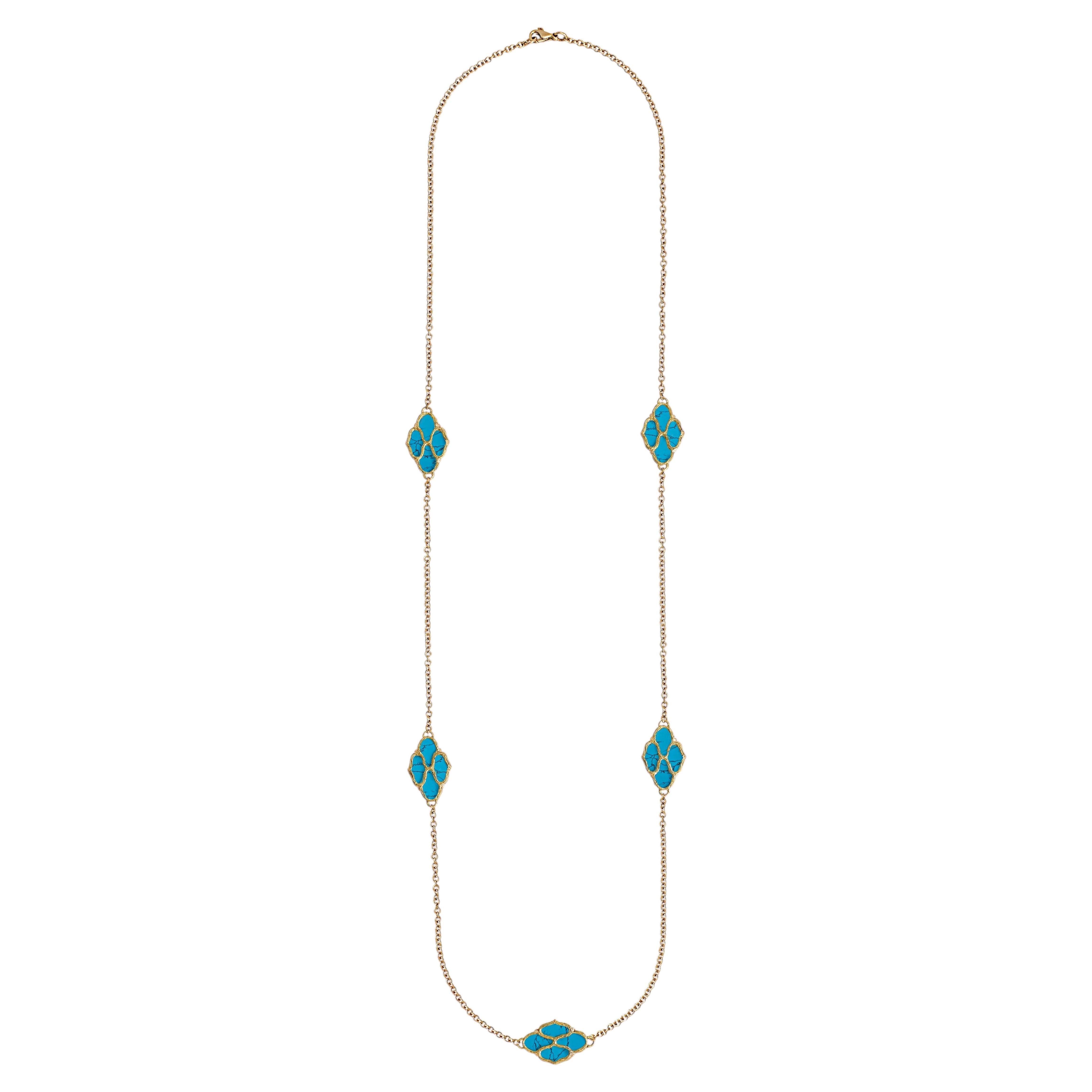 Necklace with Turquoise Inlays on 18kt Yellow Gold - DREAMLAND* Collection