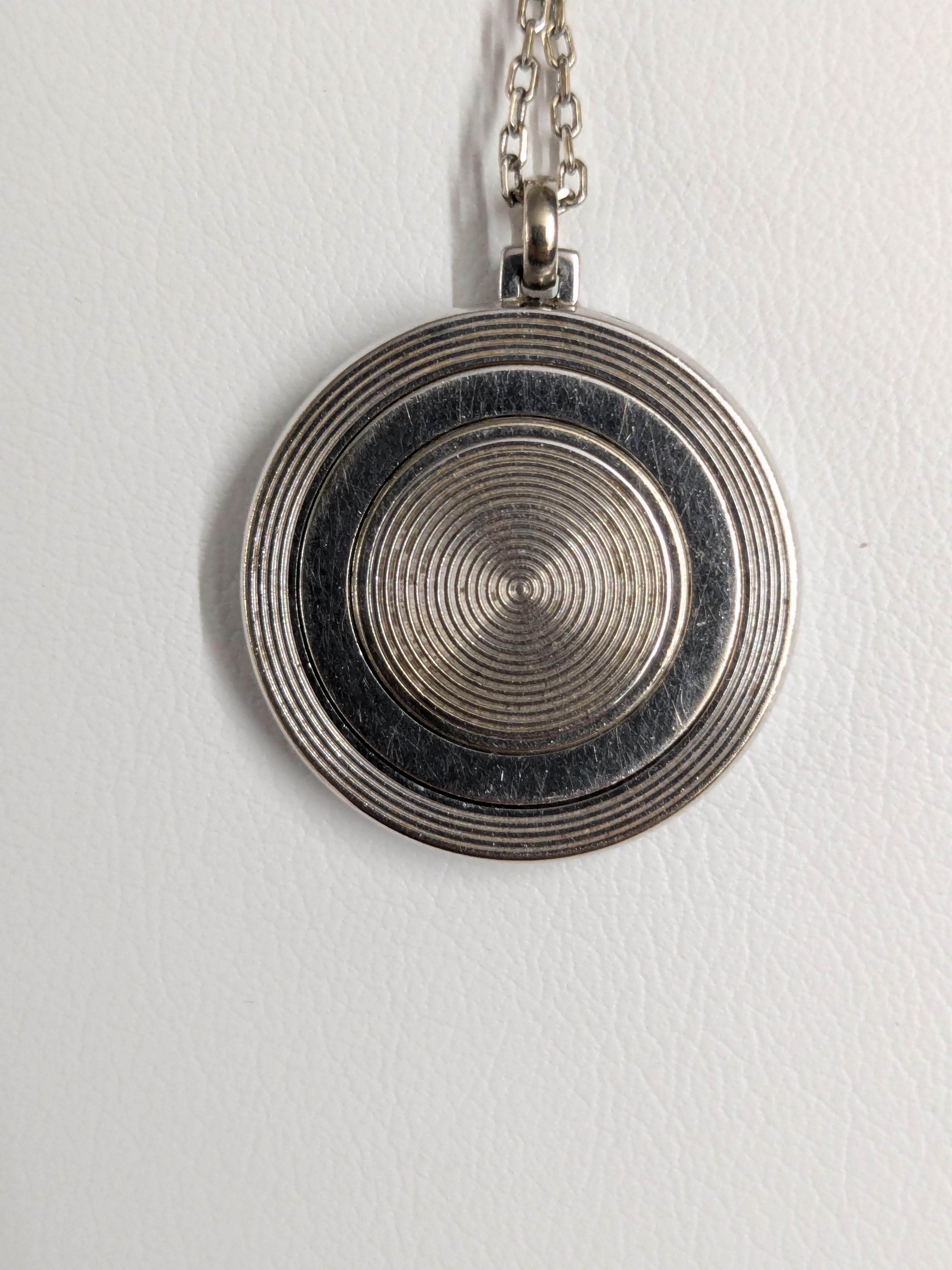 Brilliant Cut Damiani Orbital collection pendant necklace in white gold and diamonds For Sale