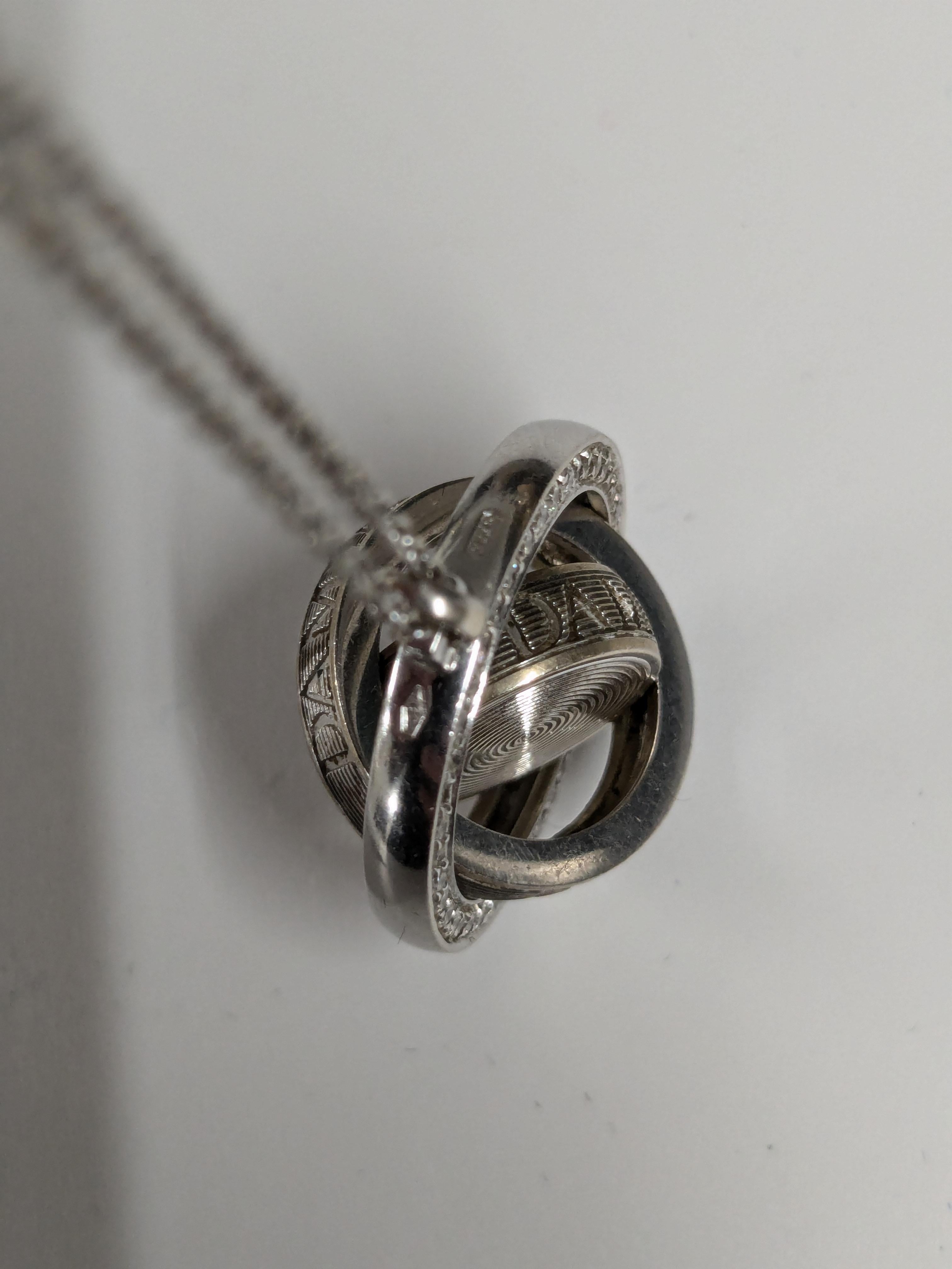 Damiani Orbital collection pendant necklace in white gold and diamonds For Sale 1