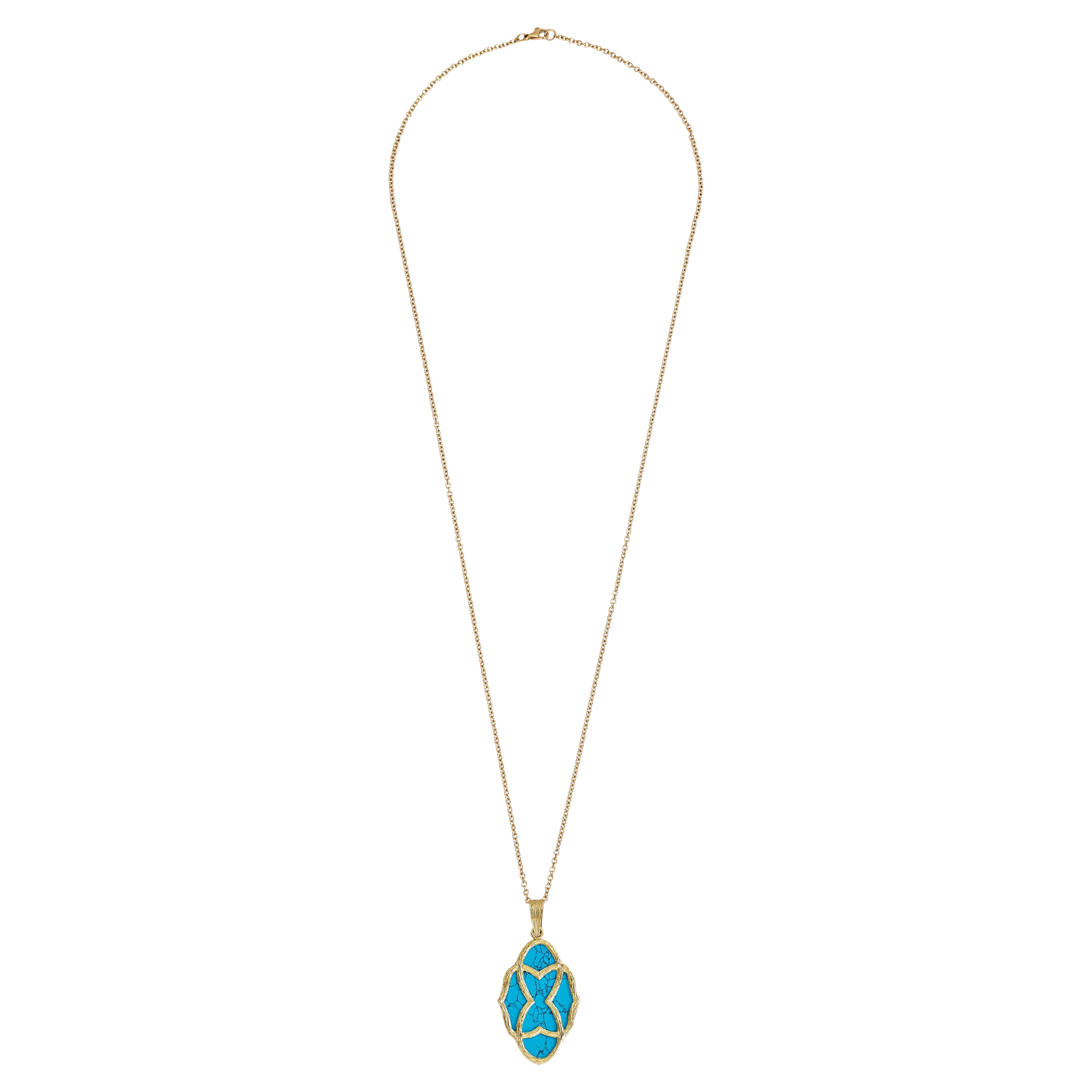 Necklace with Turquoise pendant on 18kt Yellow Gold - DREAMLAND Collection*