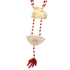 18th century Chinese antique coral and jade necklace