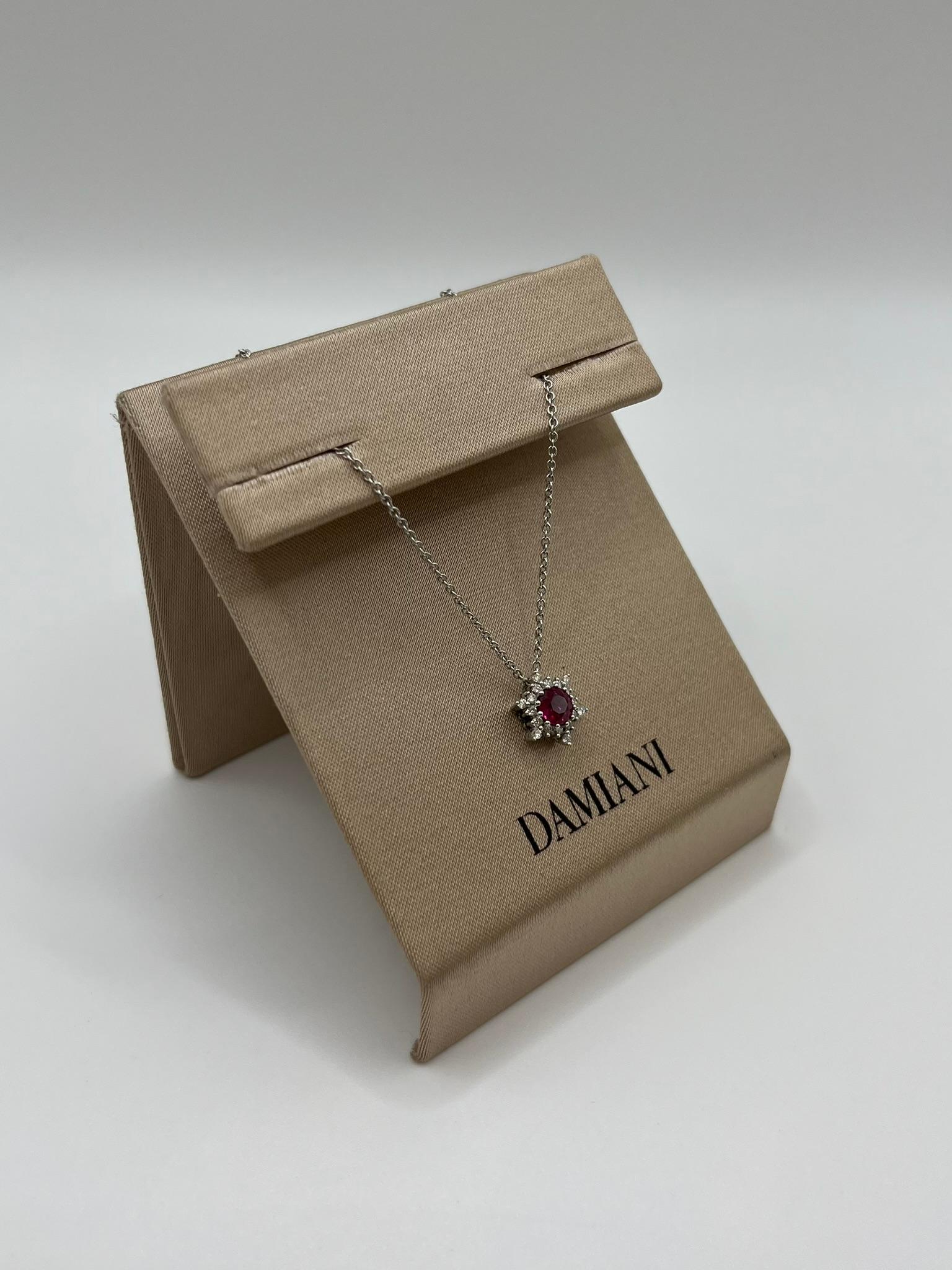 Damiani-Halskette aus 18 kt. Weißgold mit Rubin und Diamanten (Moderne) im Angebot