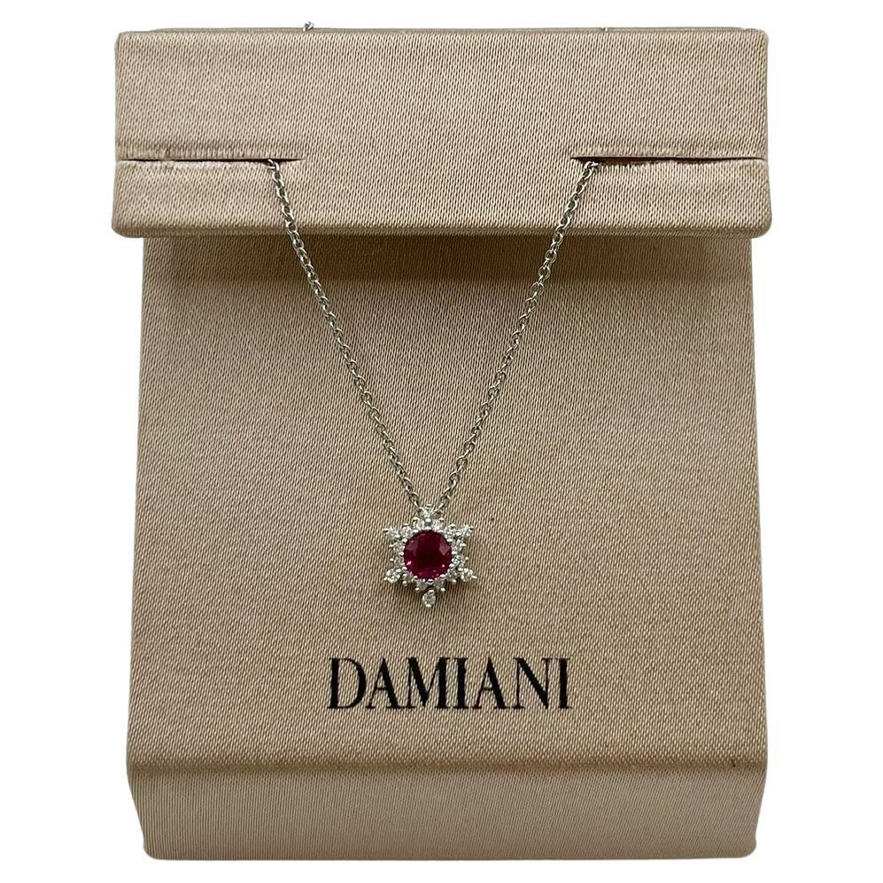 Damiani-Halskette aus 18 kt. Weißgold mit Rubin und Diamanten im Angebot