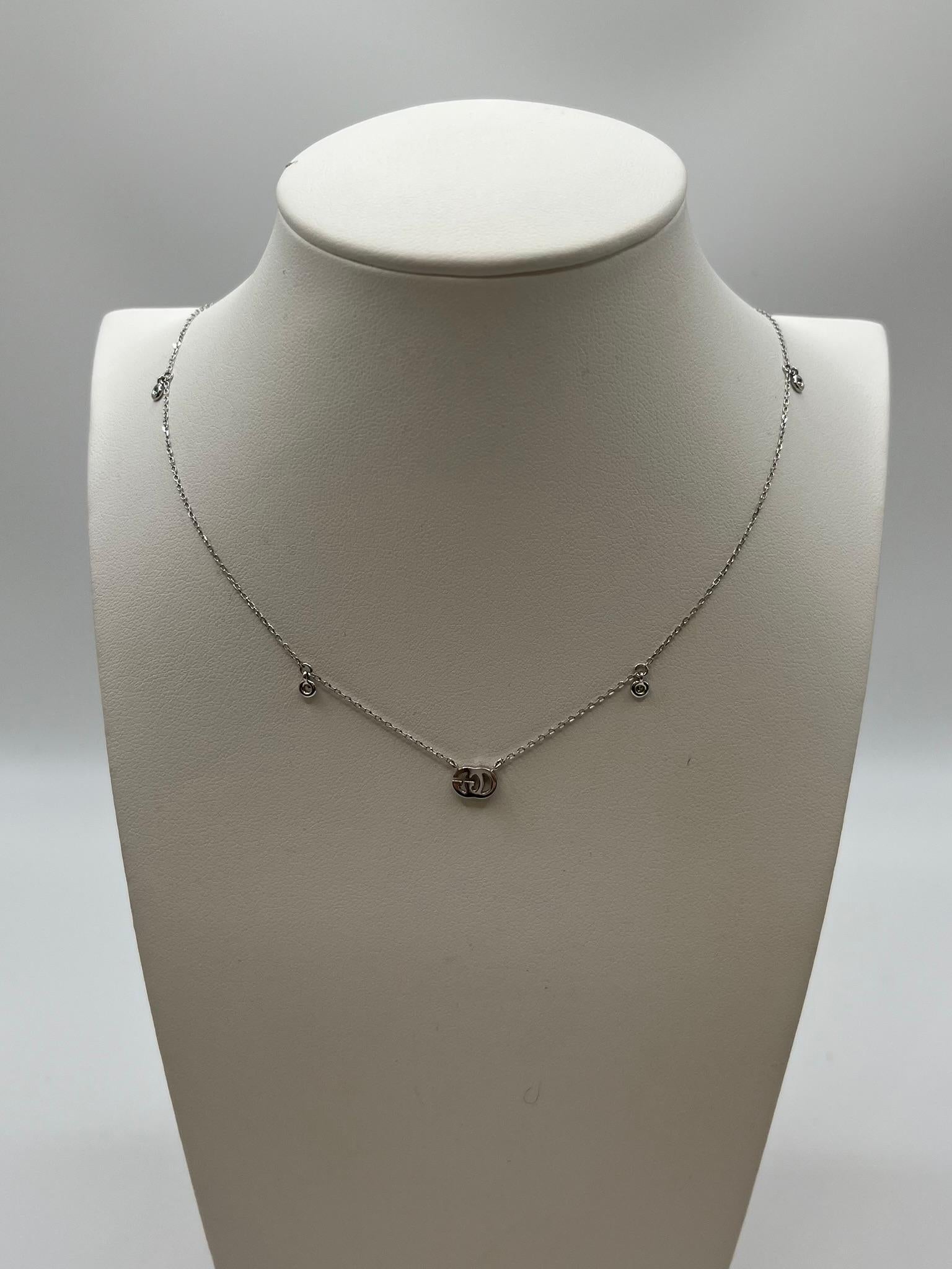 Collana girocollo Gucci Running G in oro bianco 18 kt. e diamanti In condizioni Nuovo in vendita a Abano Terme, IT