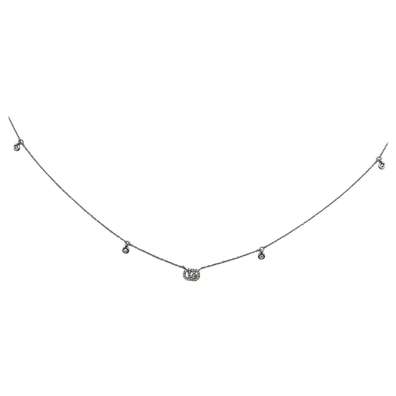 Collana girocollo Gucci Running G in oro bianco 18 kt. e diamanti in vendita