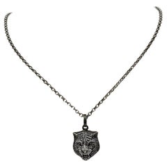 Gucci necklace with feline head in 925 sterling silver