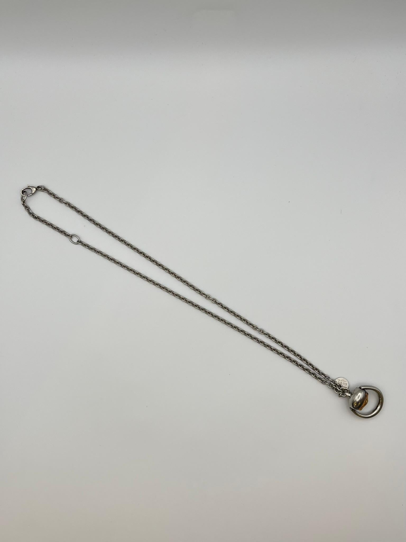 Collier Gucci à mors de cheval avec bambou argenté en vente 1