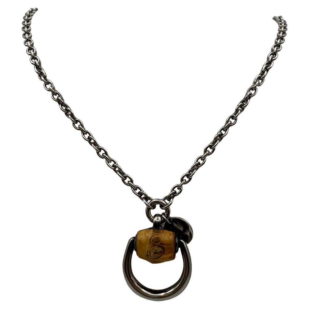 Collier Gucci à mors de cheval avec bambou argenté en vente